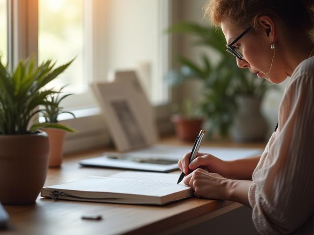Persona che legge concentrata un libro cartaceo, con dispositivi digitali spenti e in disparte